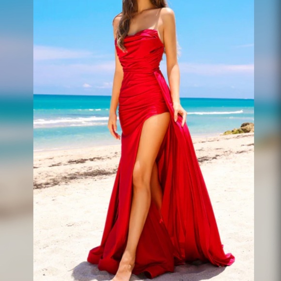 Red formal dress or evening gown
